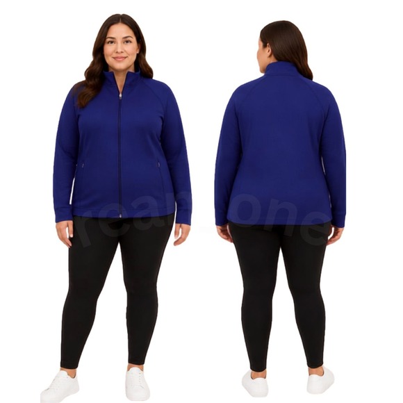 Lauren Ralph Lauren Tops - Lauren Ralph Lauren Royal Blue Full Zip Track Jacket Mock Neck Women's XL